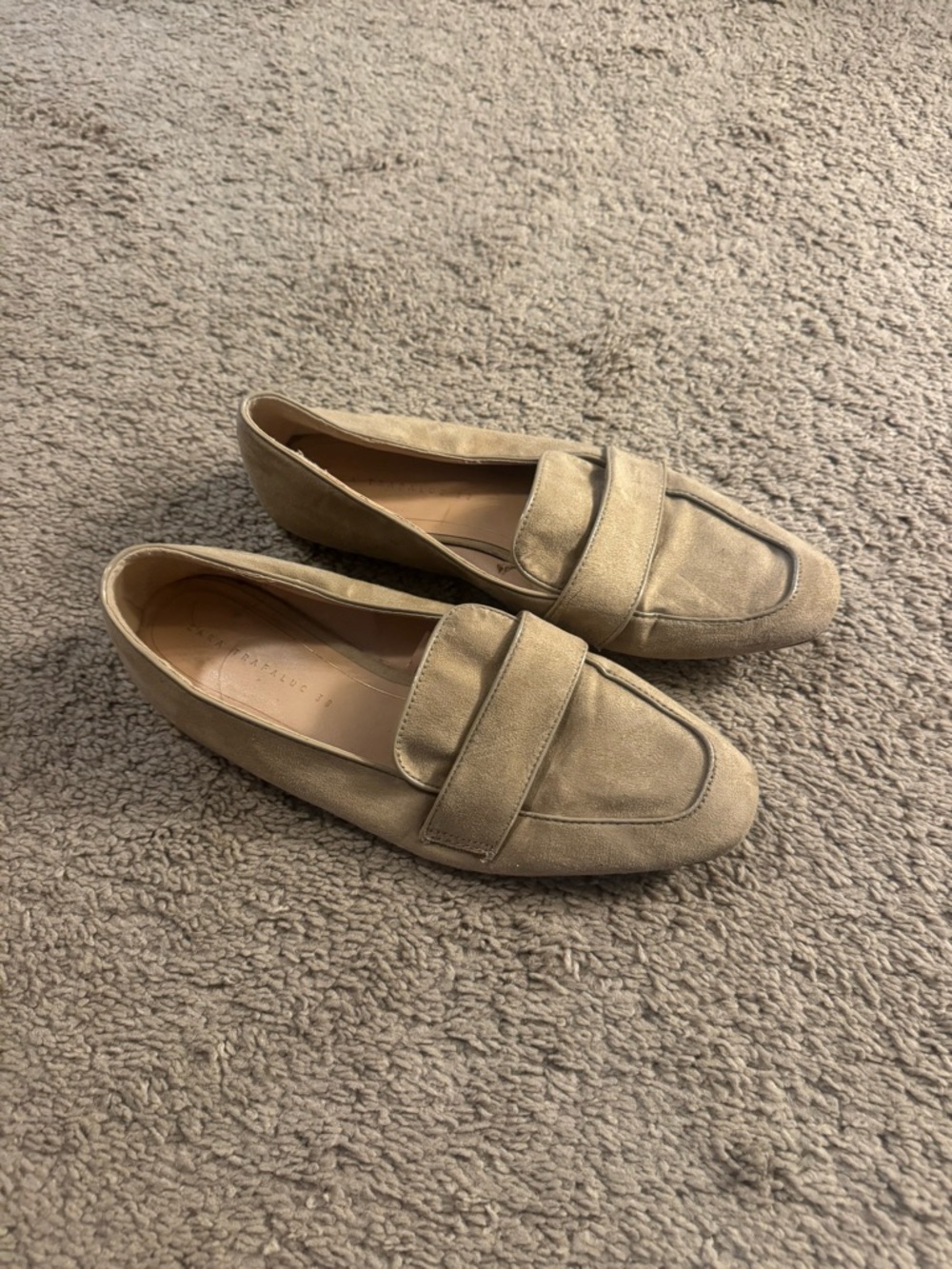Zara Suede Loafers in Taupe